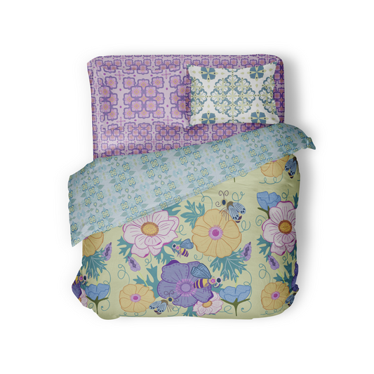 Spring Blooms & Bees – Seamless Floral Digital Pattern for DIY & Print on Demand